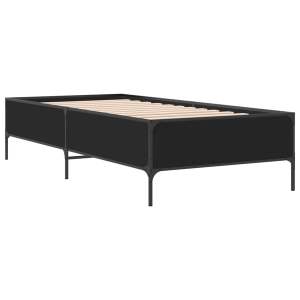 Schwarzes Cierra Bettgestell 90x190cm (Metall und Holz)
