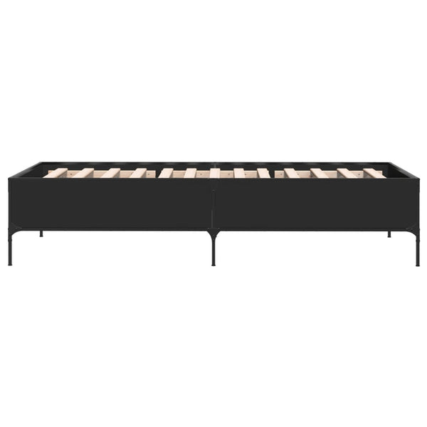 Schwarzes Cierra Bettgestell 90x190cm (Metall und Holz)
