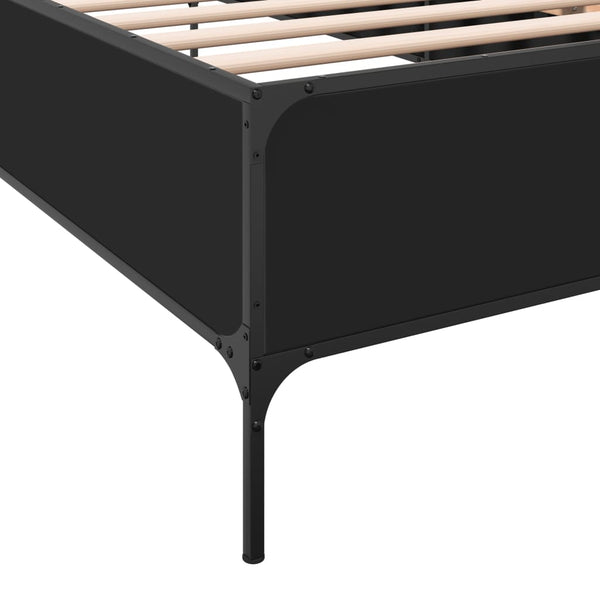 Schwarzes Cierra Bettgestell 90x190cm (Metall und Holz)