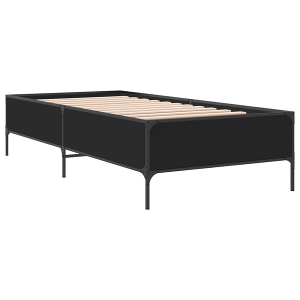 75x190cm Bettgestell Cierra, schwarz (Holz und Metall)