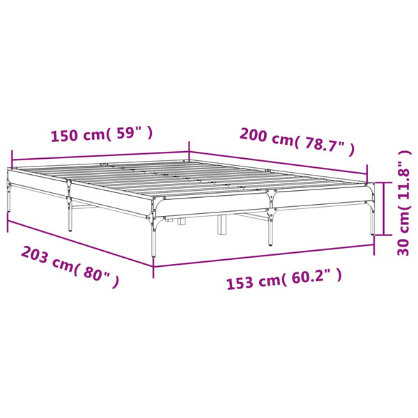 Cierra Bettgestell grau 150x200cm (Holz und Metall)