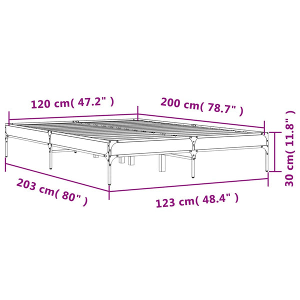 Cierra Bettgestell schwarz 120x200cm (Holz und Metall)
