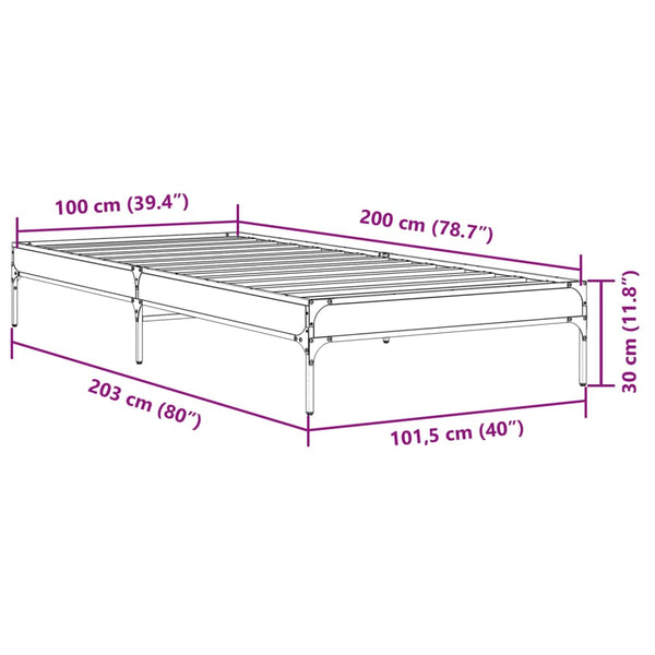 Cierra Bettgestell schwarz 100x200cm (Holz und Metall)