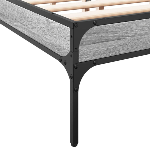 Cierra Bettrahmen Grau 140x190cm (Holz und Metall)