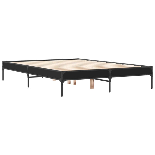 Schwarzes Bettgestell Cierra 135x190cm (Holz und Metall)
