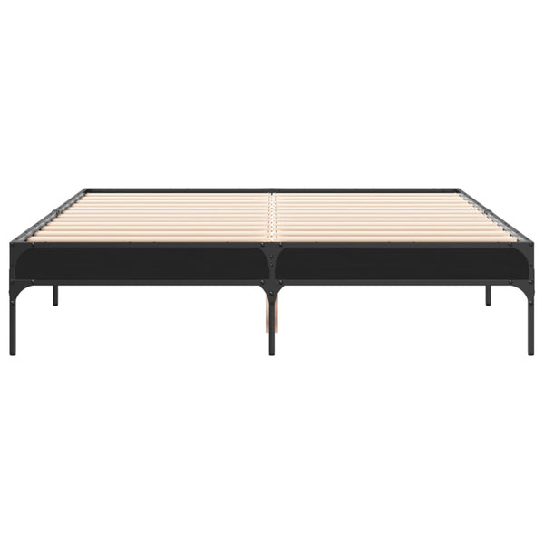 Schwarzes Bettgestell Cierra 135x190cm (Holz und Metall)