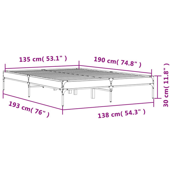 Schwarzes Bettgestell Cierra 135x190cm (Holz und Metall)