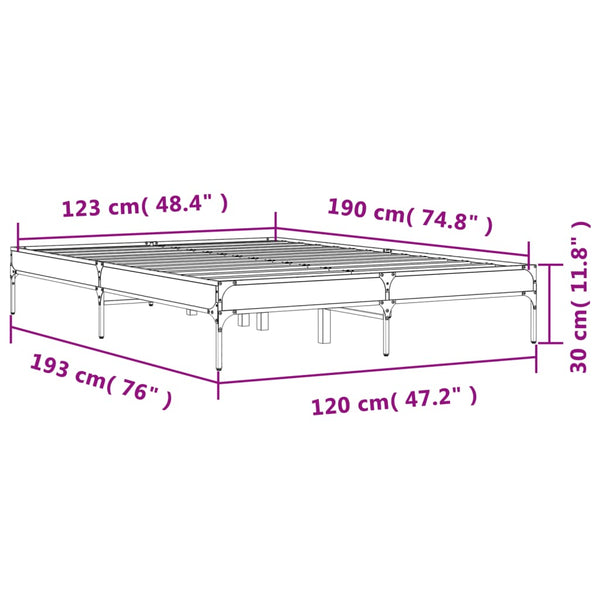 Bettgestell Cierra schwarz 120x190cm (Holz und Metall)