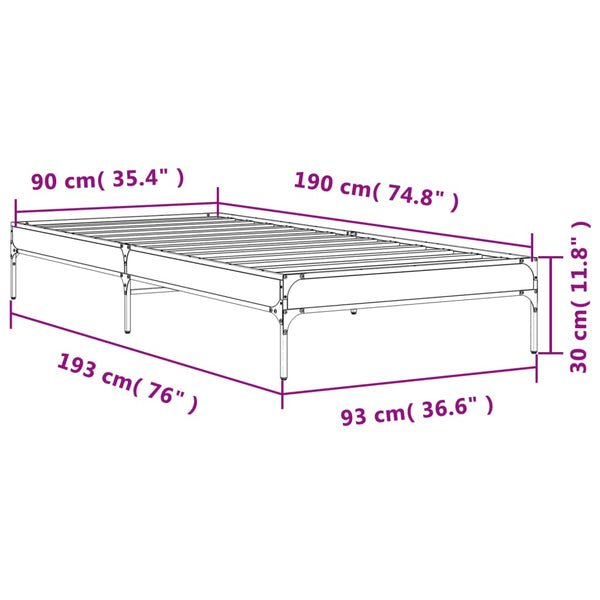 Cierra Bettgestell schwarz 90x190cm (Holz und Metall)