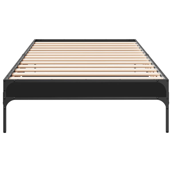 Cierra schwarzes Bettgestell 75x190cm (Holz und Metall)