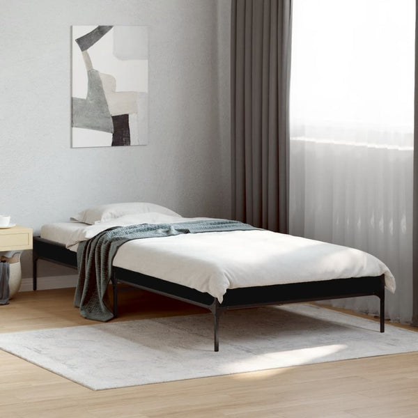 Cierra schwarzes Bettgestell 75x190cm (Holz und Metall)