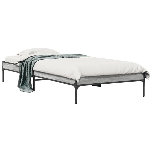 Cierra graues Bettgestell 75x190cm (Holz und Metall)