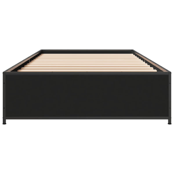 Schwarzes Bettgestell Nerciu 100x200cm (Holz und Metall)