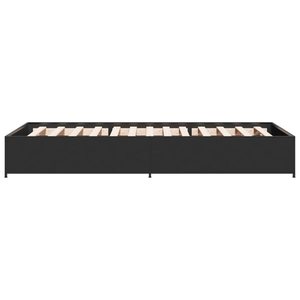 Schwarzes Bettgestell Nerciu 100x200cm (Holz und Metall)
