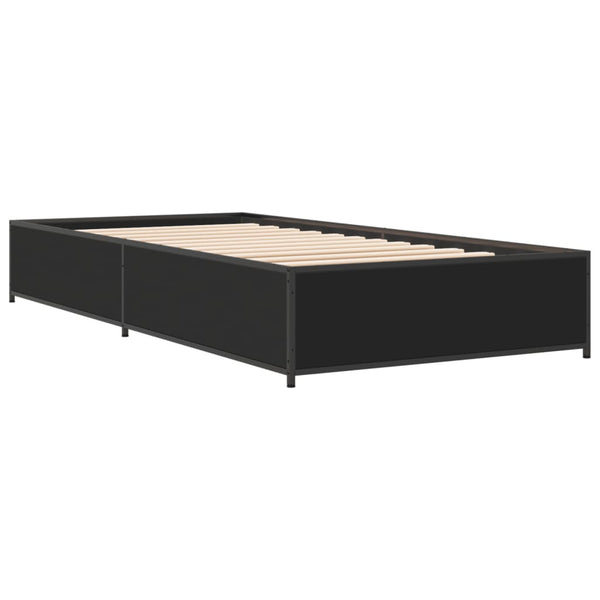 Schwarzes Bettgestell Nerciu 100x200cm (Holz und Metall)