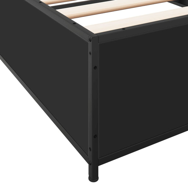 Schwarzes Bettgestell Nerciu 100x200cm (Holz und Metall)