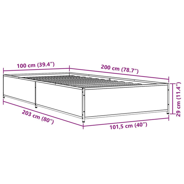 Schwarzes Bettgestell Nerciu 100x200cm (Holz und Metall)