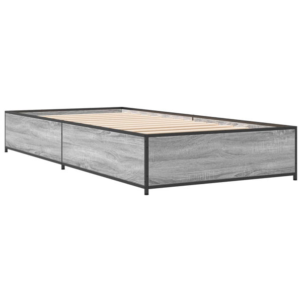 Graues Bettgestell Nerciu 100x200cm (Holz und Metall)