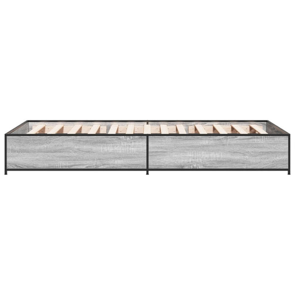 Graues Bettgestell Nerciu 100x200cm (Holz und Metall)
