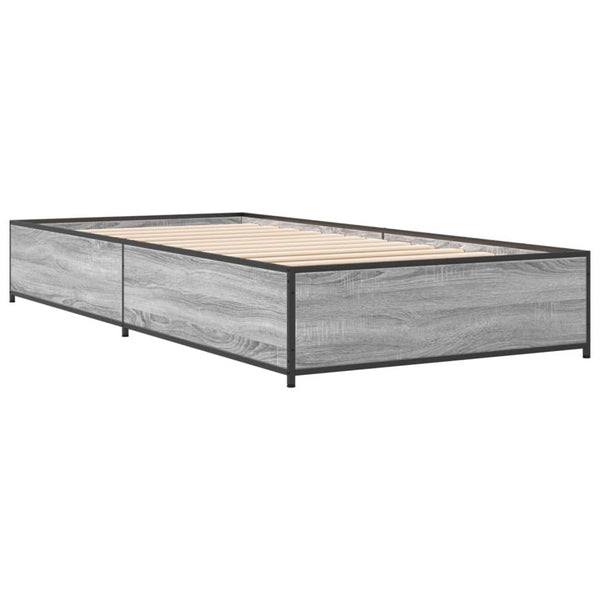 Graues Bettgestell Nerciu 100x200cm (Holz und Metall)