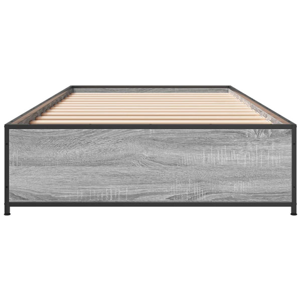 Graues Bettgestell Nerciu 90x200cm (Holz und Metall)