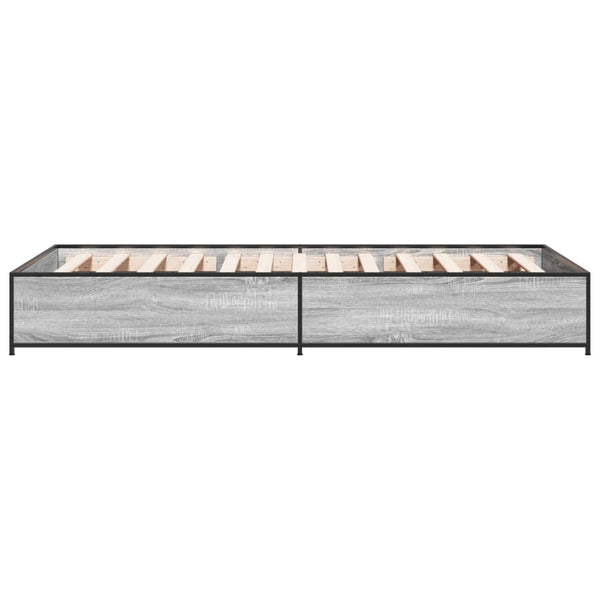 Graues Bettgestell Nerciu 90x200cm (Holz und Metall)