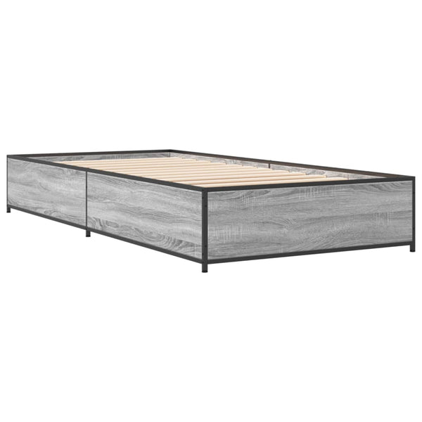 Graues Bettgestell Nerciu 90x200cm (Holz und Metall)