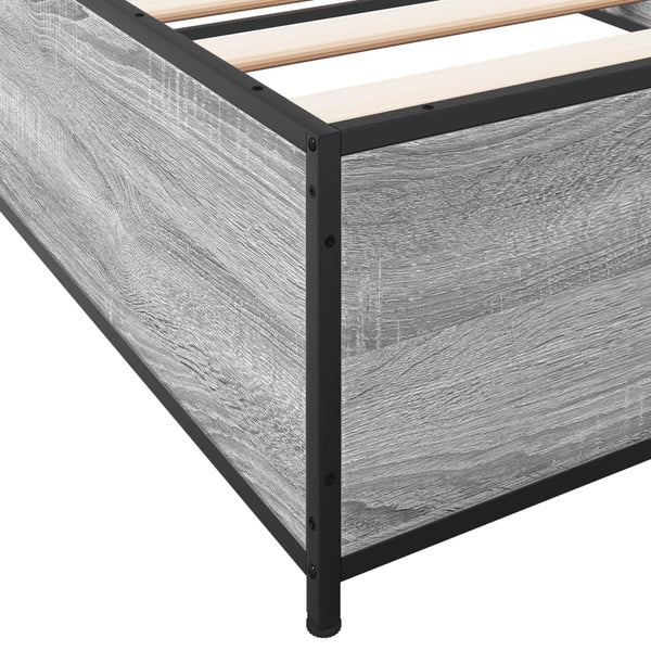Graues Bettgestell Nerciu 90x200cm (Holz und Metall)