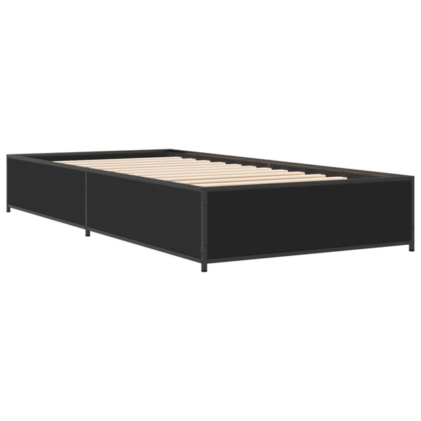 Bettrahmen Nerciu 90x190cm in Schwarz (Holz und Metall)