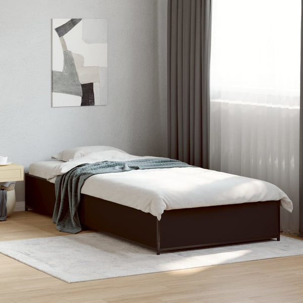 Bettrahmen Nerciu 90x190cm in Schwarz (Holz und Metall)