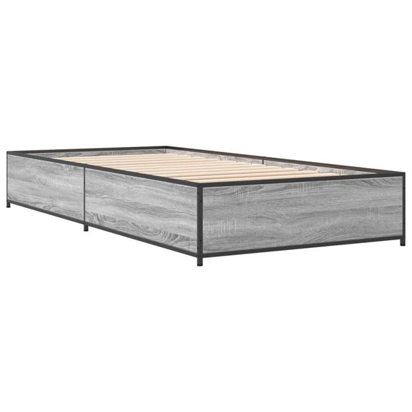 75x190cm graues Bettgestell Nerciu (Holz und Metall)