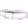 75x190cm graues Bettgestell Nerciu (Holz und Metall)