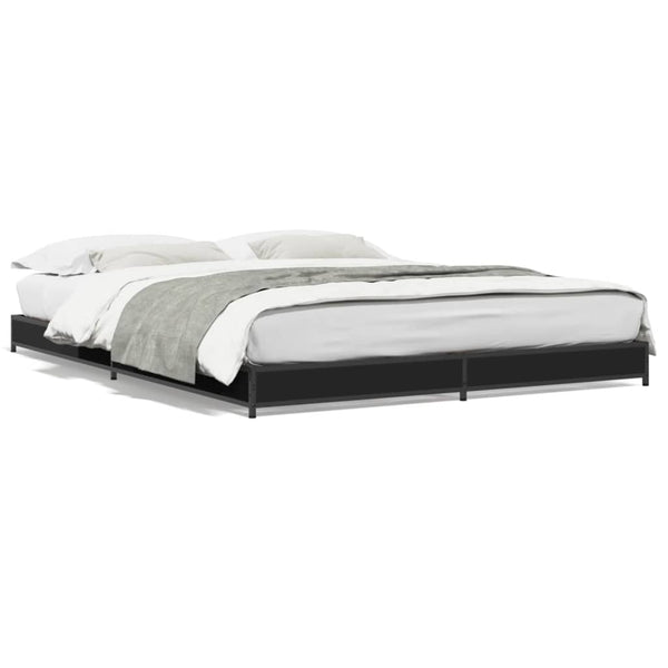 Nerciu Bettgestell schwarz 135x190cm (Metall und Holz)