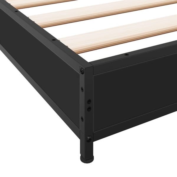 Nerciu Bettgestell schwarz 135x190cm (Metall und Holz)