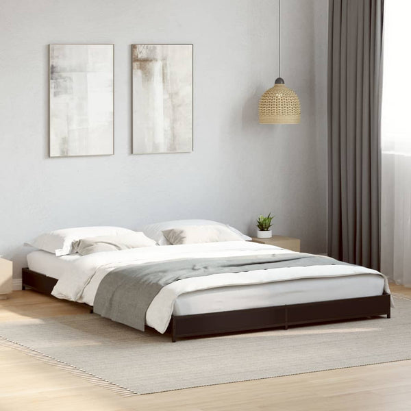 Nerciu Bettgestell schwarz 135x190cm (Metall und Holz)