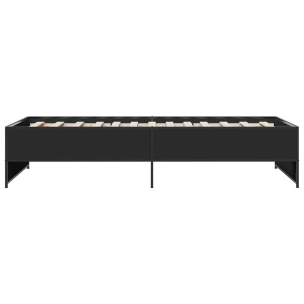 Schwarzes Bettgestell Gargelomina 100x200cm (Holz und Metall)