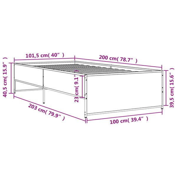 Schwarzes Bettgestell Gargelomina 100x200cm (Holz und Metall)
