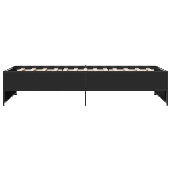 Schwarzes Bettgestell Gargelomina 90x190cm (Holz und Metall)