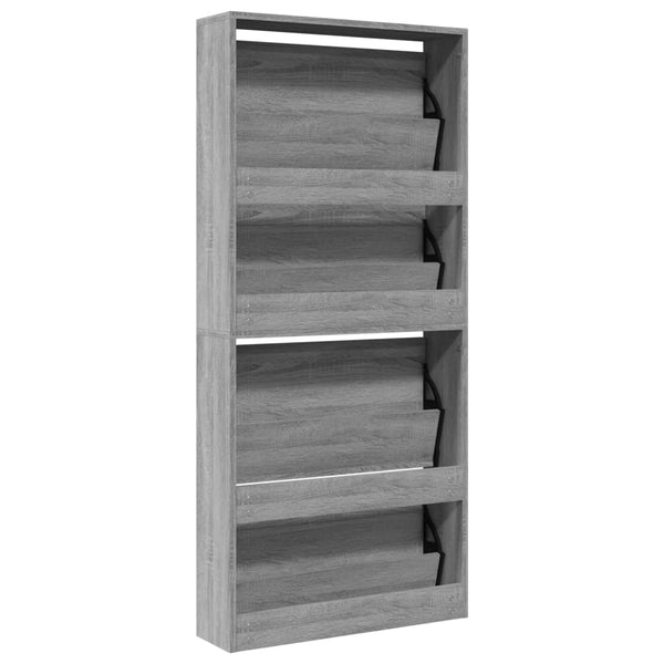 Harmaa kenkäkaappi peilillä 4 tasoa Delira 63x17x134cm (sonoma)