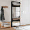 Schwarzer Schuhschrank mit Spiegel Calminica 63x17x169,5cm (5 Ebenen)