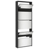 Schwarzer Schuhschrank mit Spiegel Calminica 63x17x169,5cm (5 Ebenen)