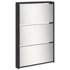 Schwarzer Schuhschrank mit Spiegel Calminica 63x17x169,5cm (5 Ebenen)