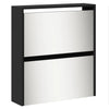 Schwarzer Schuhschrank mit Spiegel Calminica 63x17x169,5cm (5 Ebenen)