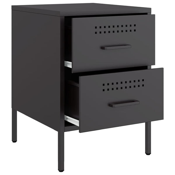 Schwarze Nachttische Militär 36x39x50,5cm (2 Stück, Stahl)