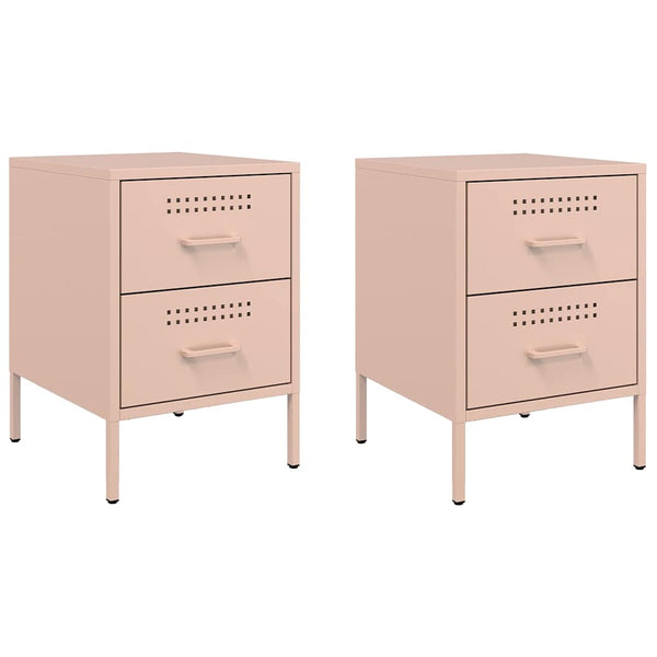 Pinke Nachttische Militar 36x39x50,5cm (2 St., Stahl)