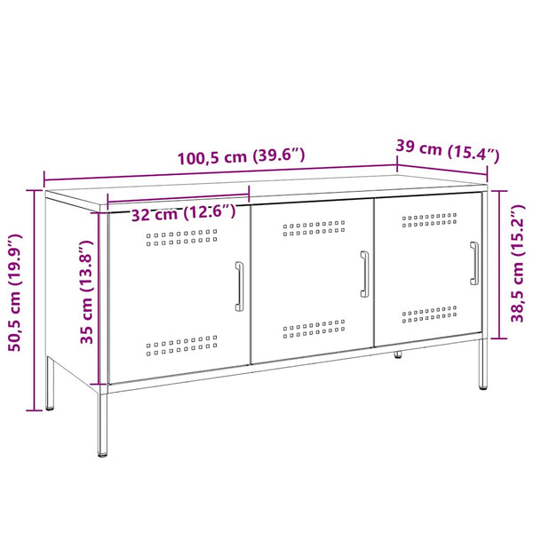 Weißer TV-Schrank Mallick 100,5x39x50,5cm (Stahl)