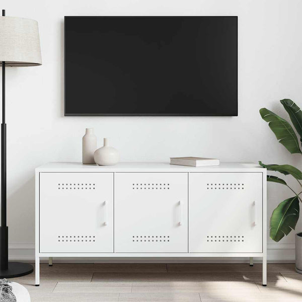 Weißer TV-Schrank Mallick 100,5x39x50,5cm (Stahl)