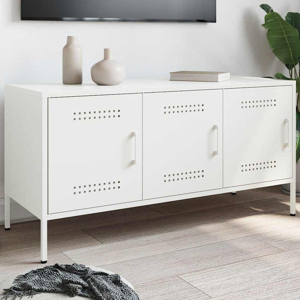 Weißer TV-Schrank Mallick 100,5x39x50,5cm (Stahl)