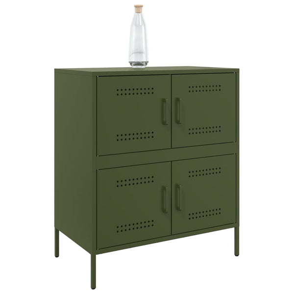 Olivgrünes Sideboard Agaftia 68x39x79cm (Stahl)