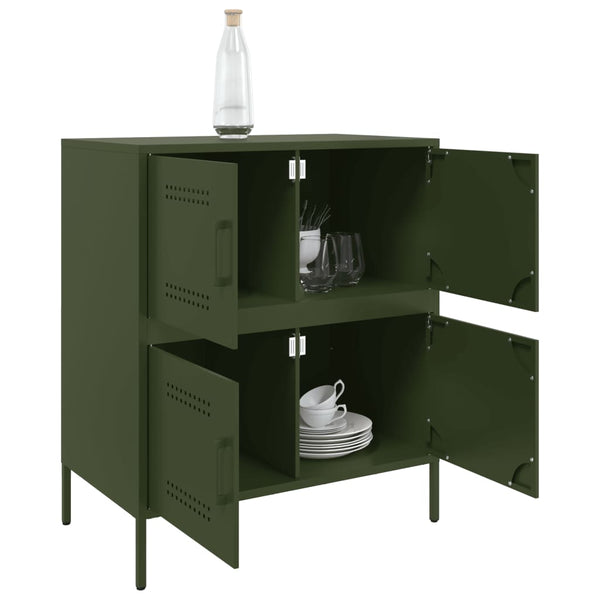 Olivgrünes Sideboard Agaftia 68x39x79cm (Stahl)